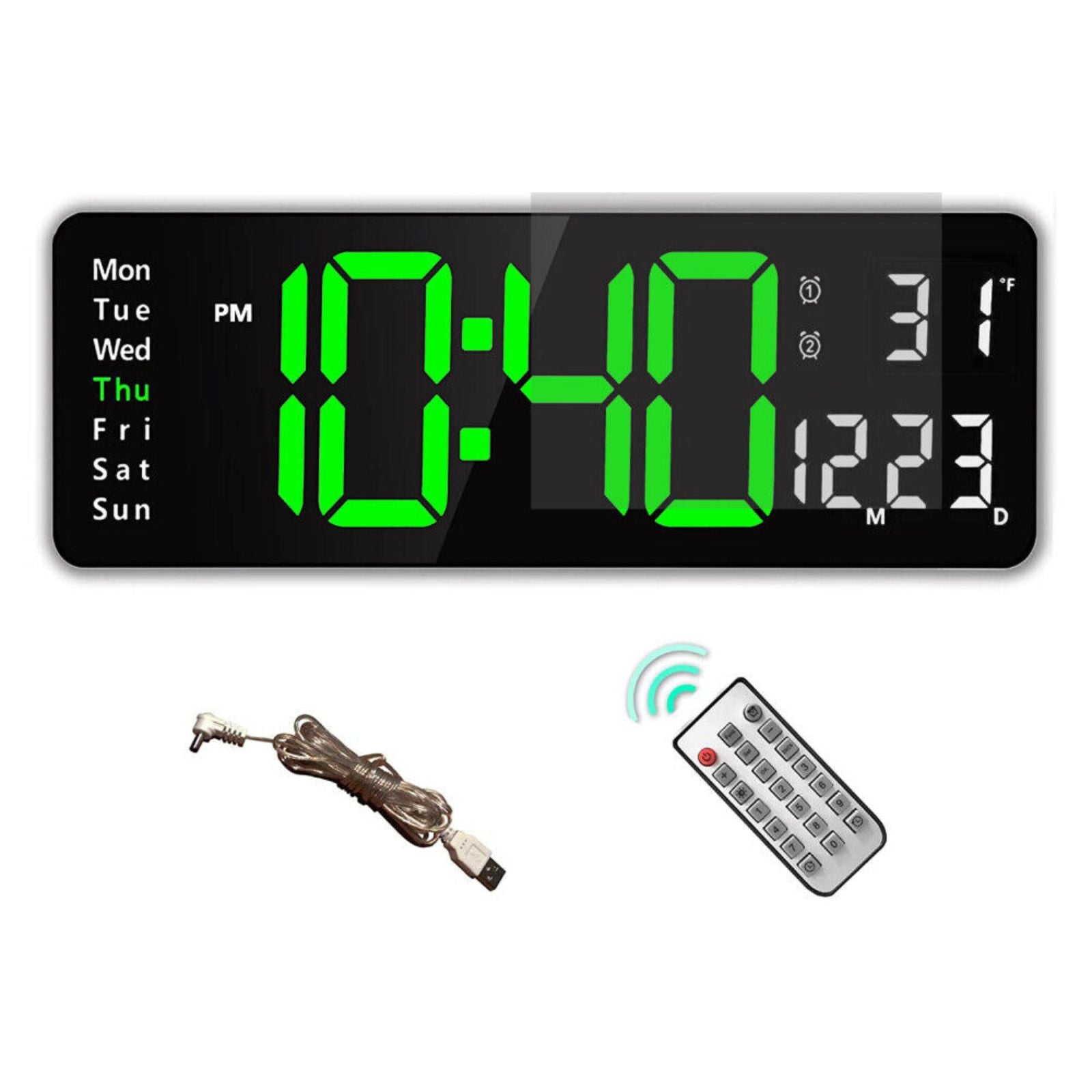 Digital Wall Clock Display Large Big With Calendar Temperature Display 13inch
