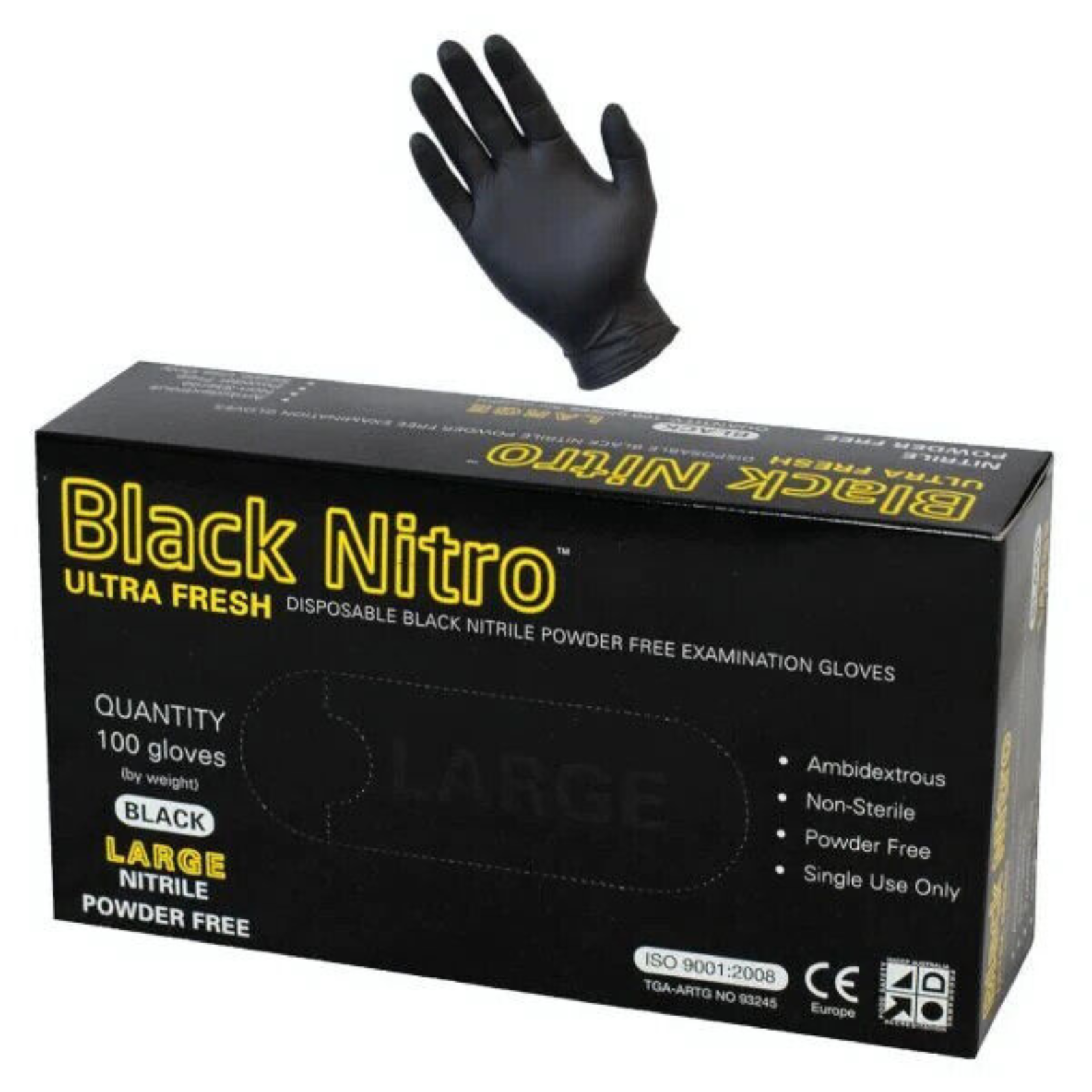 Nitrile Gloves Black Disposable Powder Free Food Industrial Medical Protection L
