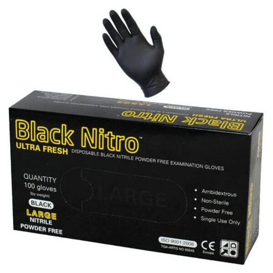 Nitrile Gloves Black Disposable Powder Free Food Industrial Medical Protection L