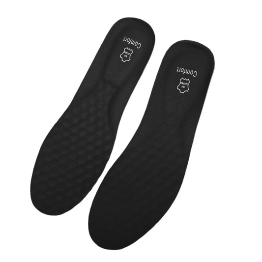 Running Insoles Leather Arch Support Shock Absorbing Comfort Black L