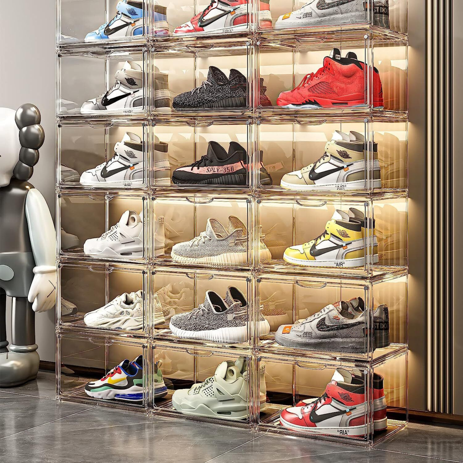 10pcs Acrylic Stackable Shoe Display Case Magnetic Side Open Clear Storage