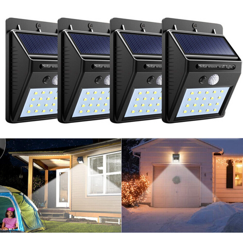 Sensor Light Garden Outdoor Security Lights 4PCS 20 LED Solar Powered PIR Motion