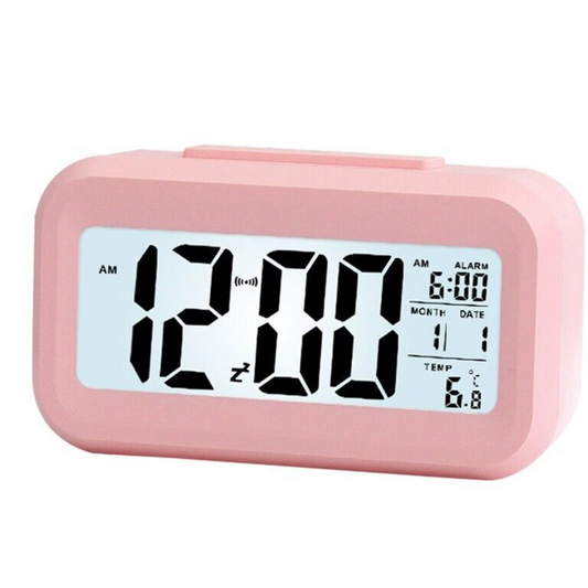 Alarm Clock Time Temperature Digital Bedside LED Snooze Day/Night Desktop Pink