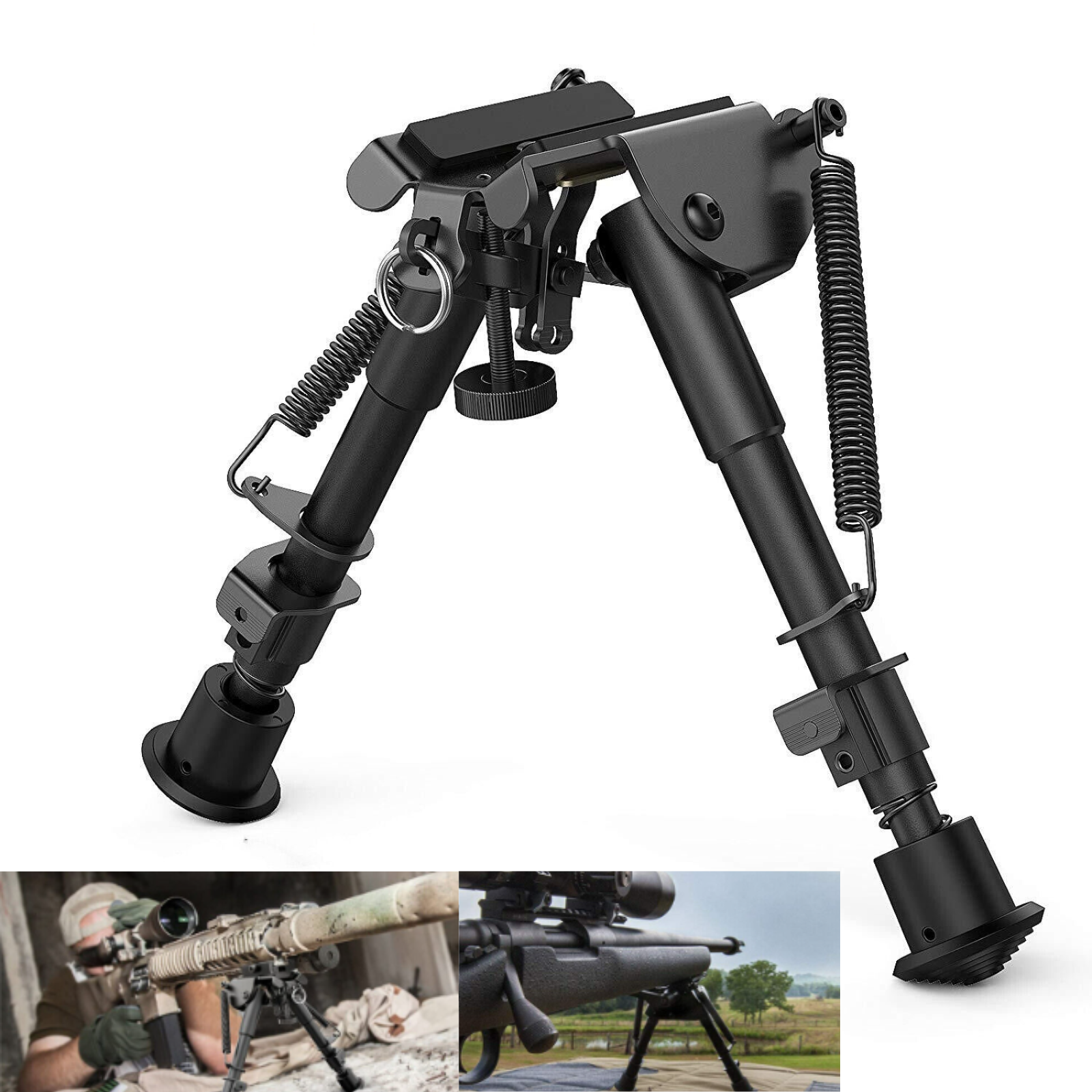 Shooting Mount Stand Hunting Rifle Bipod Sling Adjustable 6"-9" Height Sniper