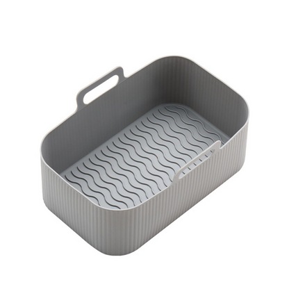 Grey Rectangle Reusable Baking Tray Air Fryer Durable Silicone Pot Basket Liner