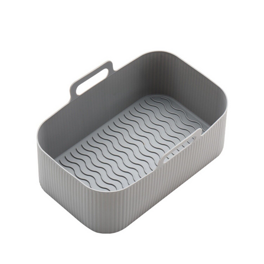 Grey Rectangle Reusable Baking Tray Air Fryer Durable Silicone Pot Basket Liner