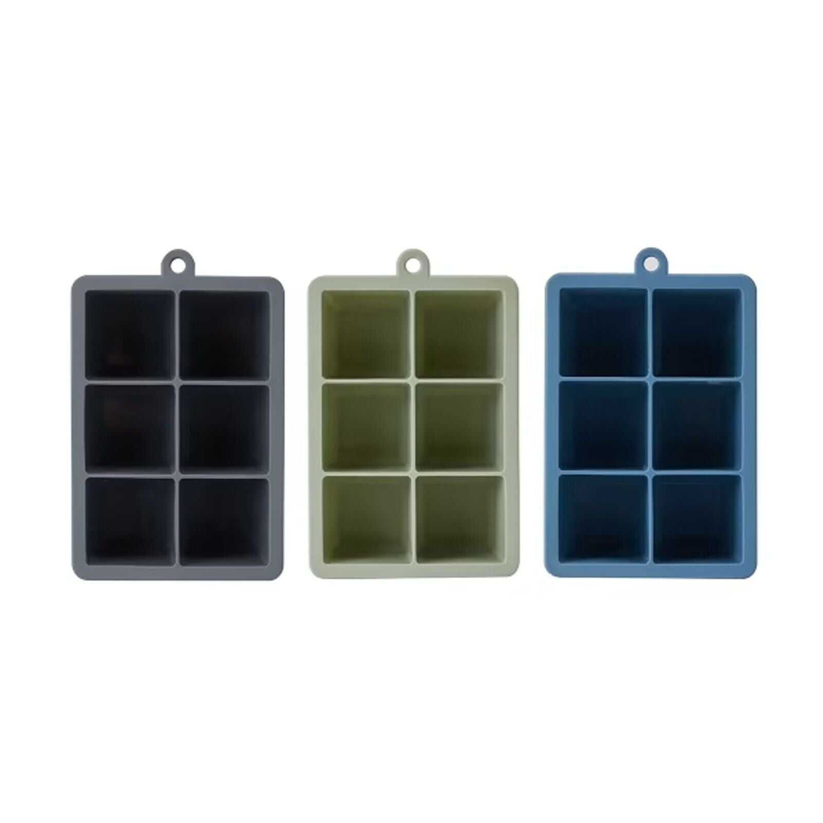 Giant Ice Cube Tray Assorted 6 Square Mould Silicone Large Size Jumbo