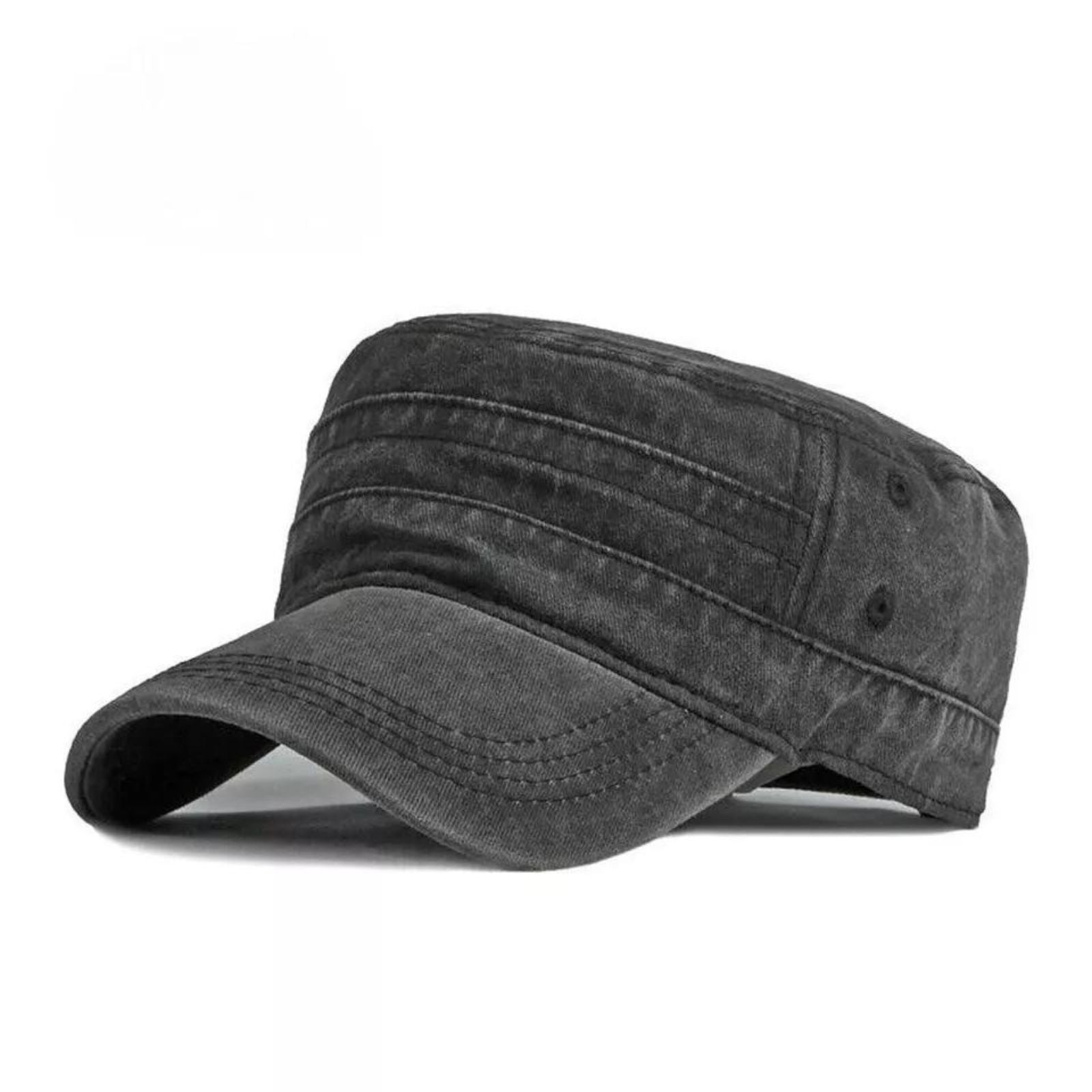 Cadet Field Military Cap Style Adjustable Classic Army Plain Black Baseball Hat