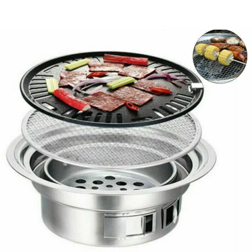 Korean Style Portable Charcoal BBQ Grill Compact Tabletop Cooking Stove Set