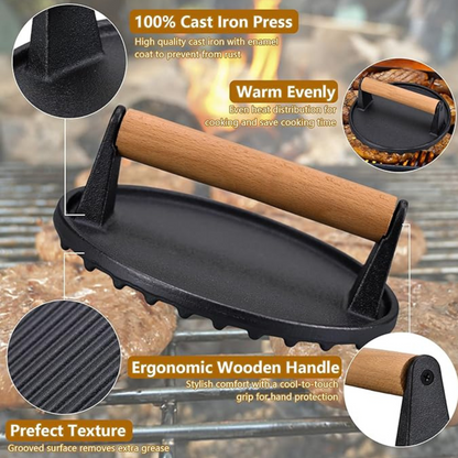 Smasher Utensils Grill BBQ Cast Iron Burger Press Making Hamburger Steak Meat