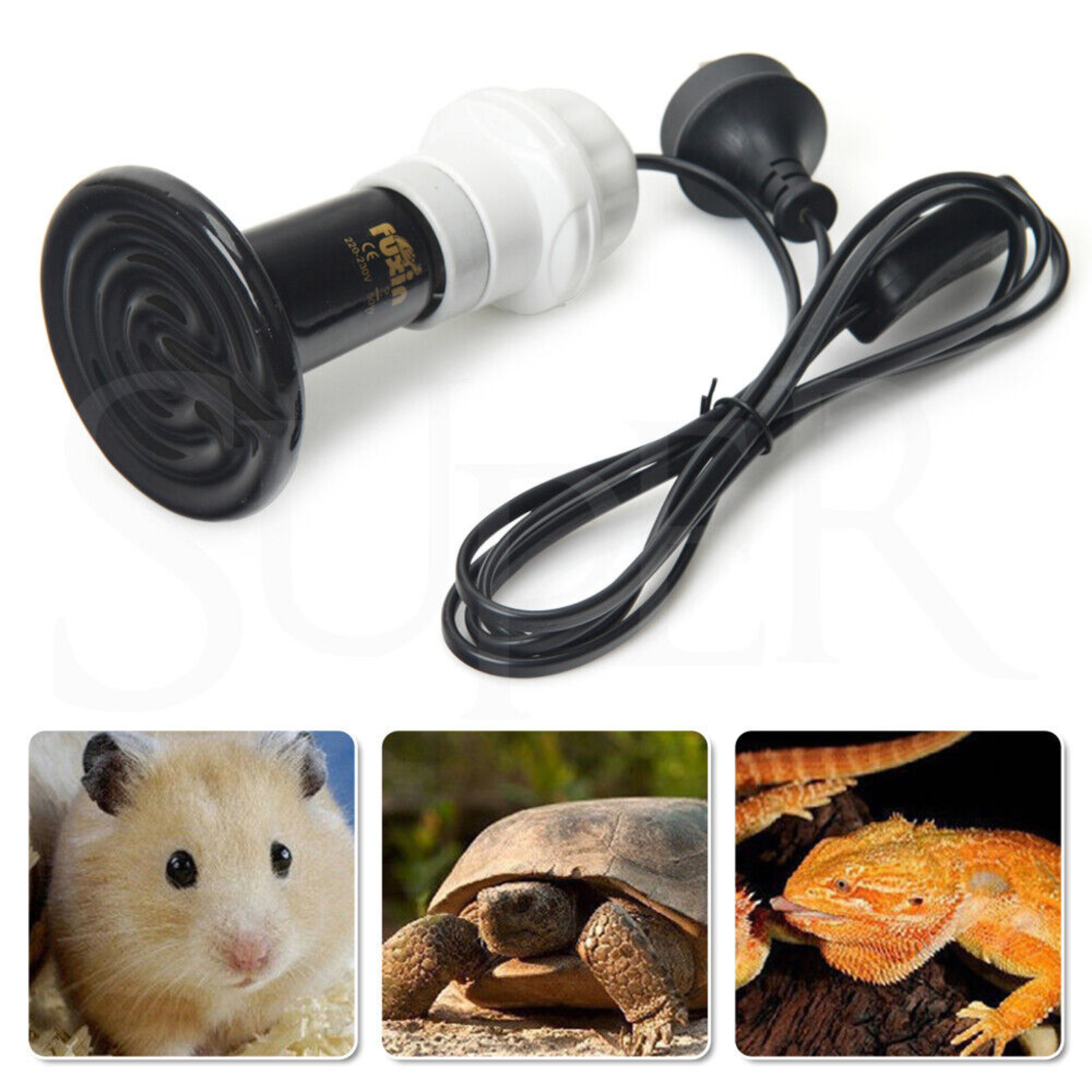 Heat Lamp Bulb With Holder Infrared Ceramic For Reptile Pet  Brooder Home