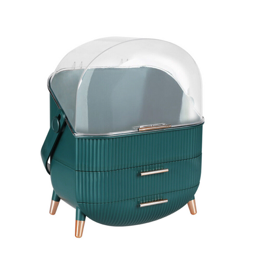 Green Portable Jewelry Drawer Holder Makeup Case Organizer Cosmetic Storage