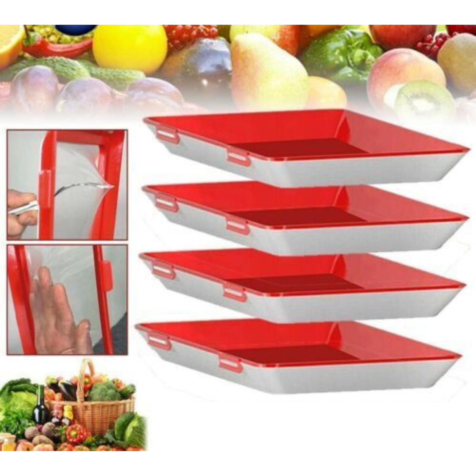 Reusable Plastic Food Fresh Storage Food Preservation Tray Plate Cover