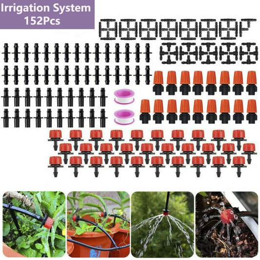 152PCS Micro Drip Irrigation Kit Garden Watering Drippers Nozzles Tees