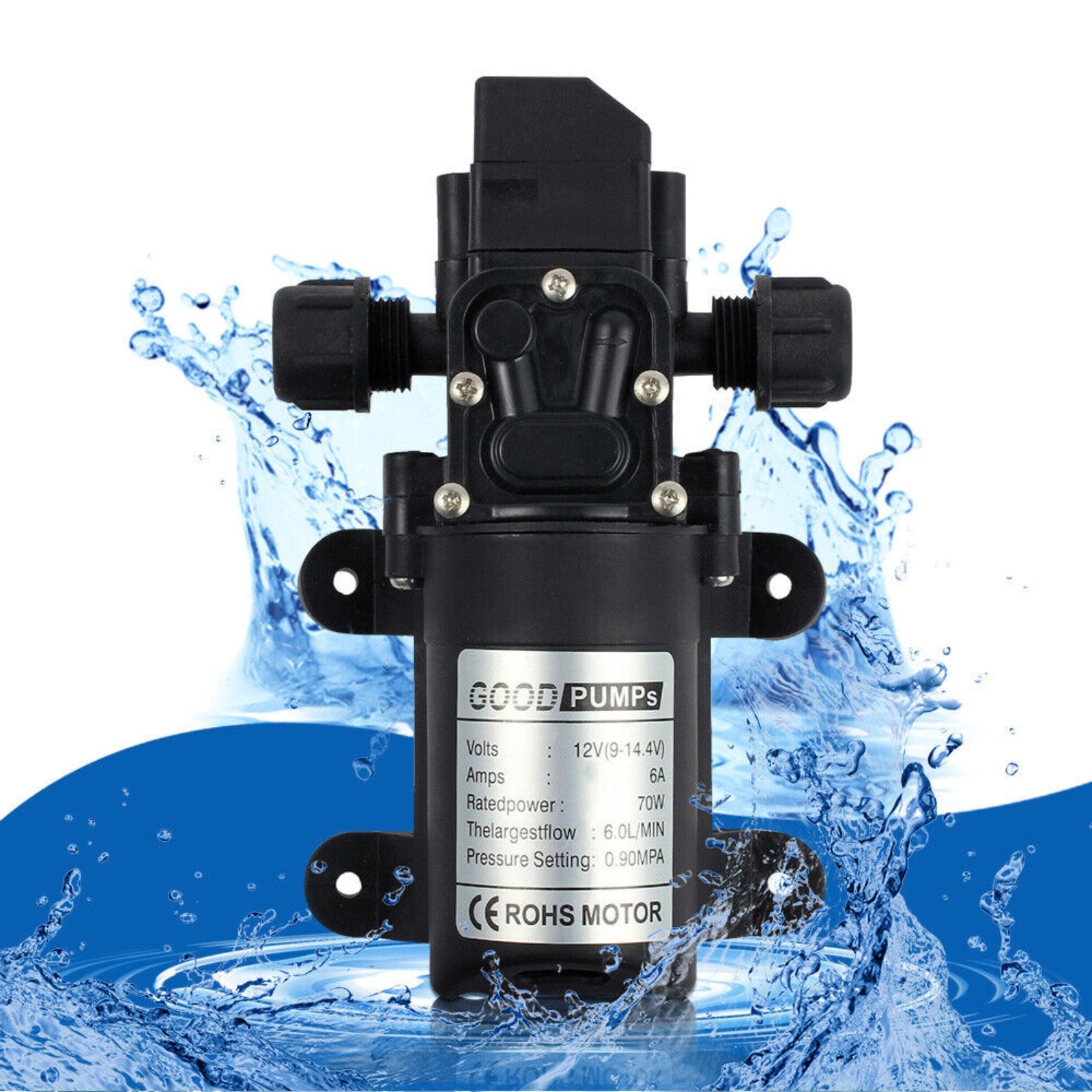 12V Water Pump 6L Min 70W 130PSI  Self-Priming Caravan Camping