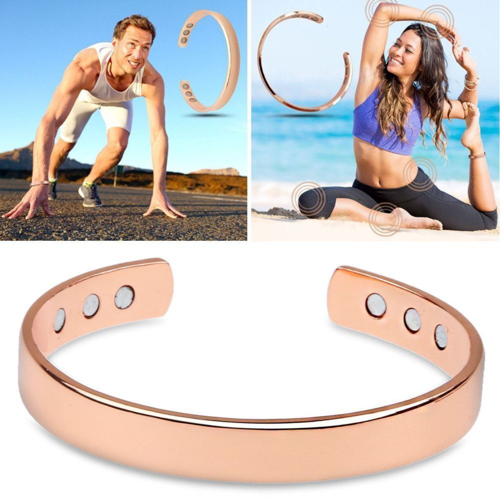 Energy Therapy Bracelet Mens Women Magnetic Copper Bio Arthritis Pain Relief