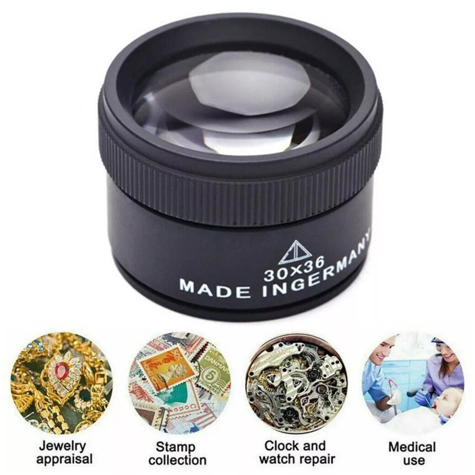 Eye Loupe Magnifier Pocket Jewellers Coin Magnifying Glass Black Jewelry