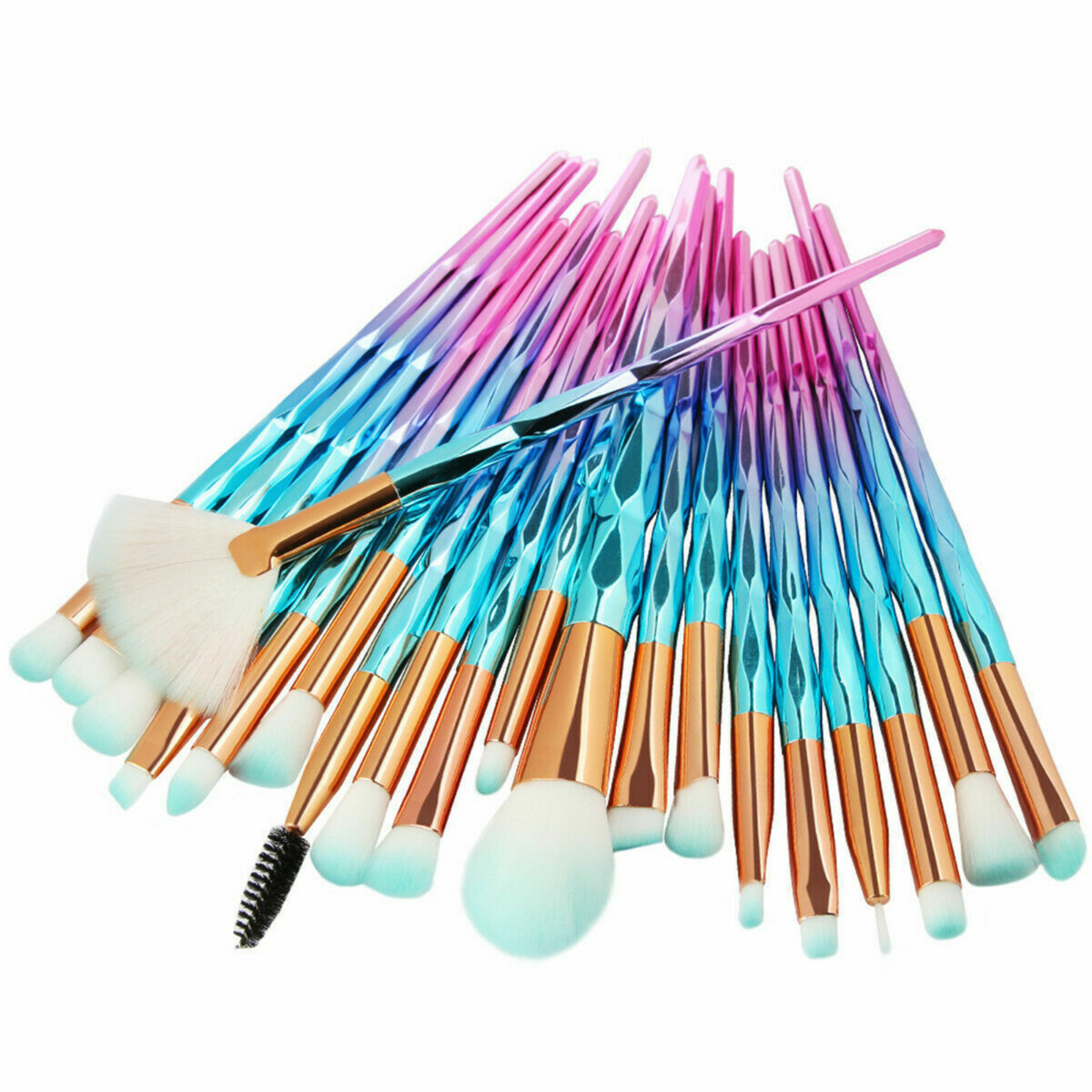 Eyeshadow Eyebrow Blending Brush Set 20PCS Eye Make-up Brushes Diamond Blue