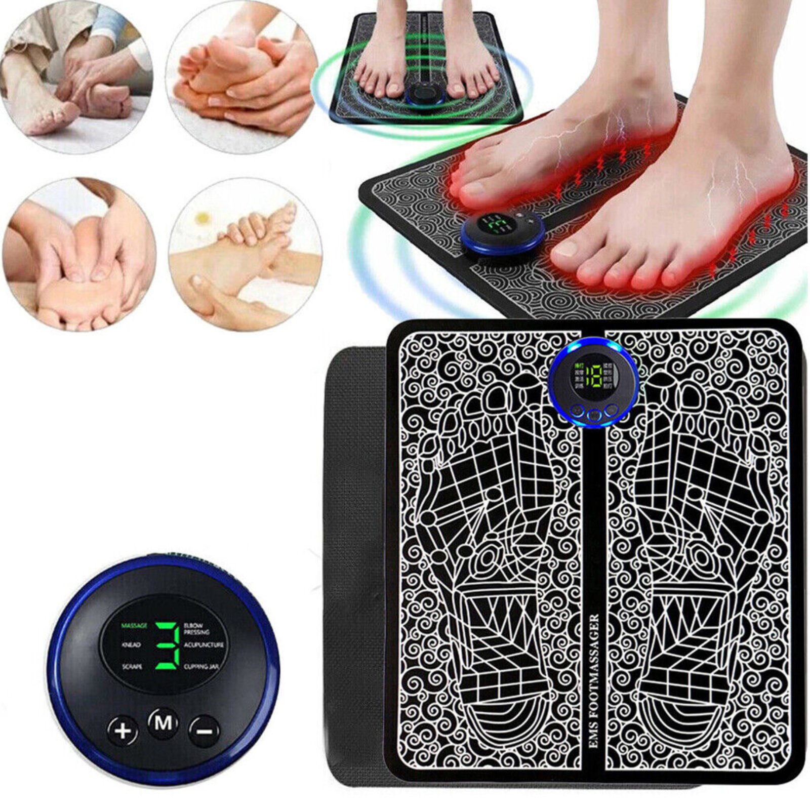 Feet Massage Mat Electric Foot Massager EMS Circulation Booster USB Rechargeable