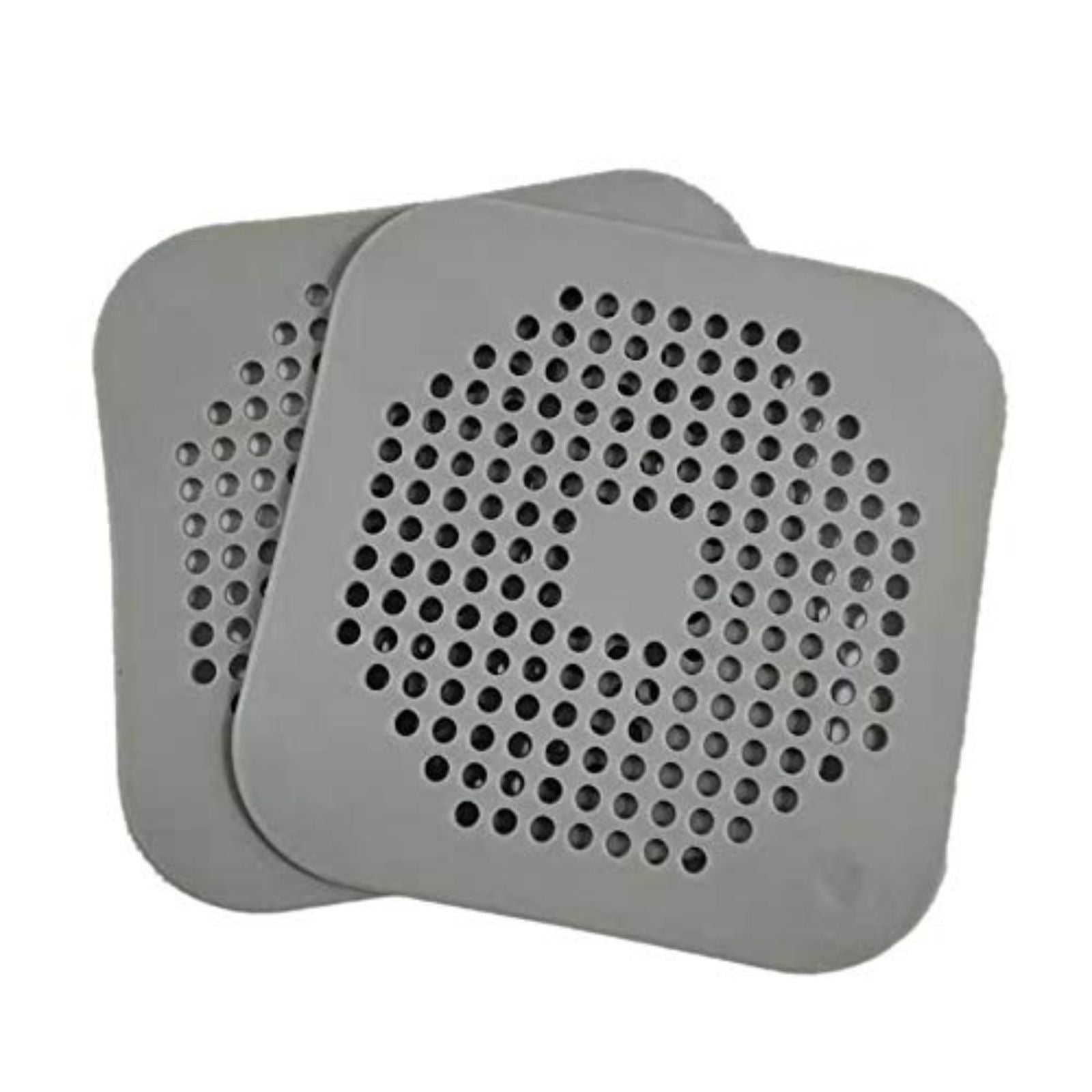 2x Gray Silicone Plug Flat Hair Catcher for Bath Square Drain Cover for Shower