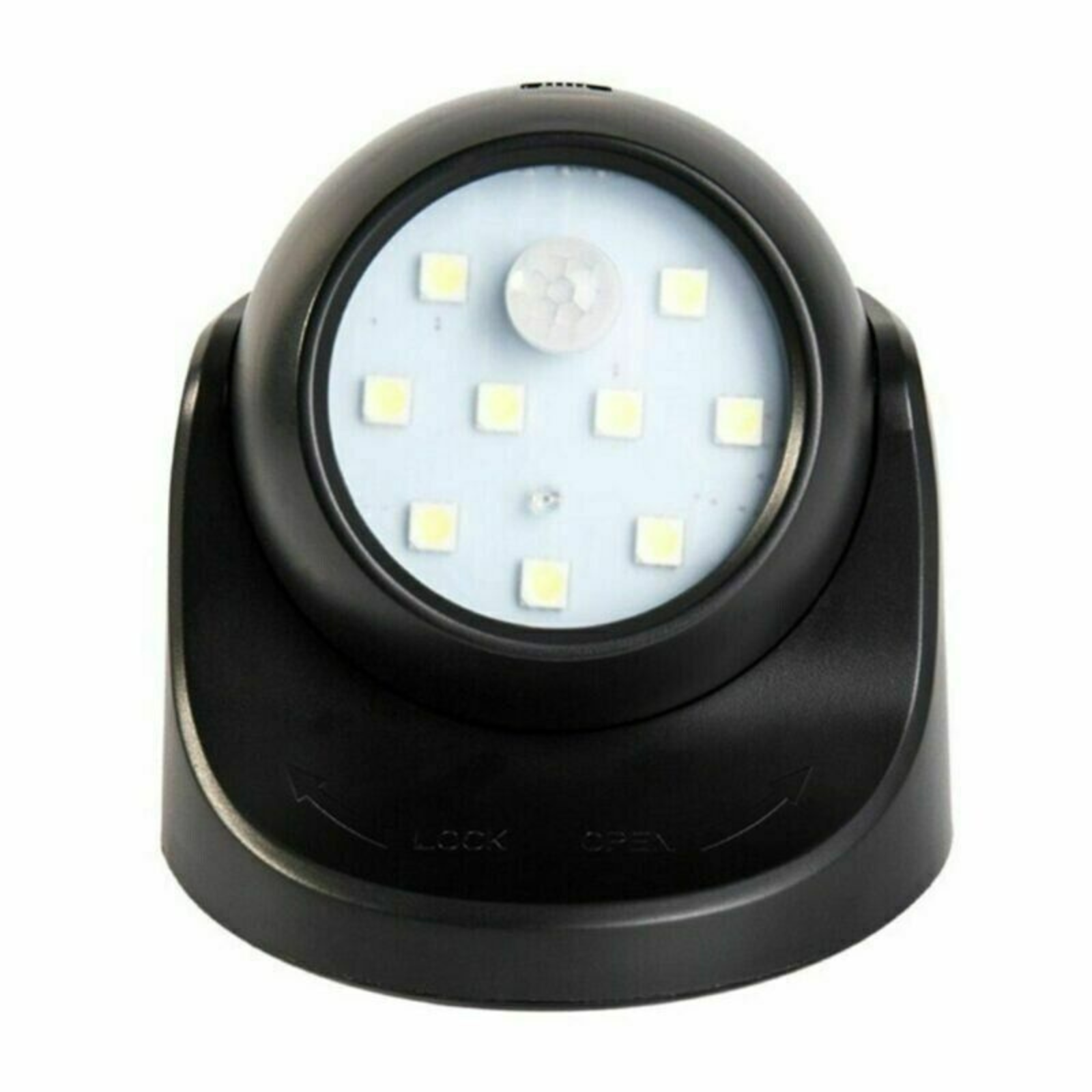 Black Motion Sensor Security LED Light 360° Battery Operated Indoor Outdoor