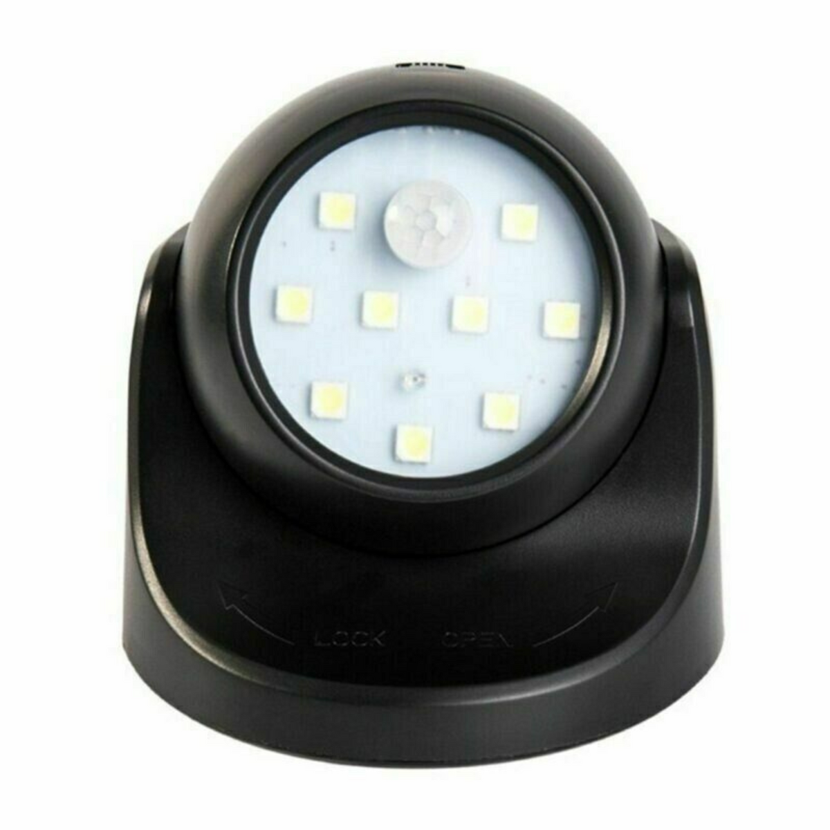 Black Motion Sensor Security LED Light 360° Battery Operated Indoor Outdoor