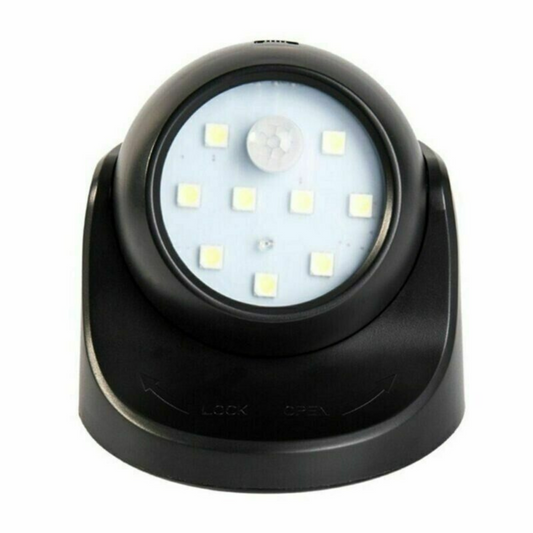 Black Motion Sensor Security LED Light 360° Battery Operated Indoor Outdoor