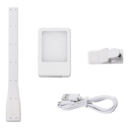 White Book Reading Lamp Flexible Clip On Bed Table USB Rechargeable LED Light