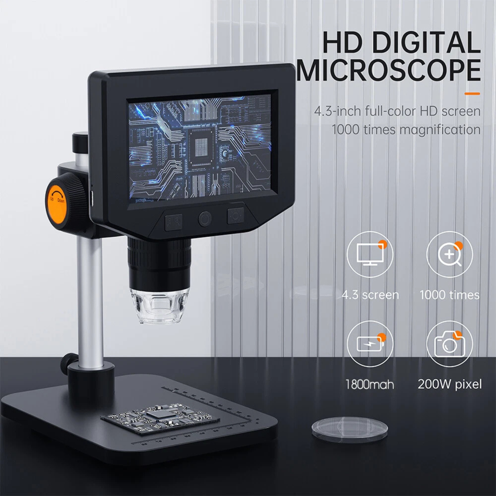 Digital Microscope 4.3" Digital Magnifier 1000x LCD USB Coin Microscope Repair