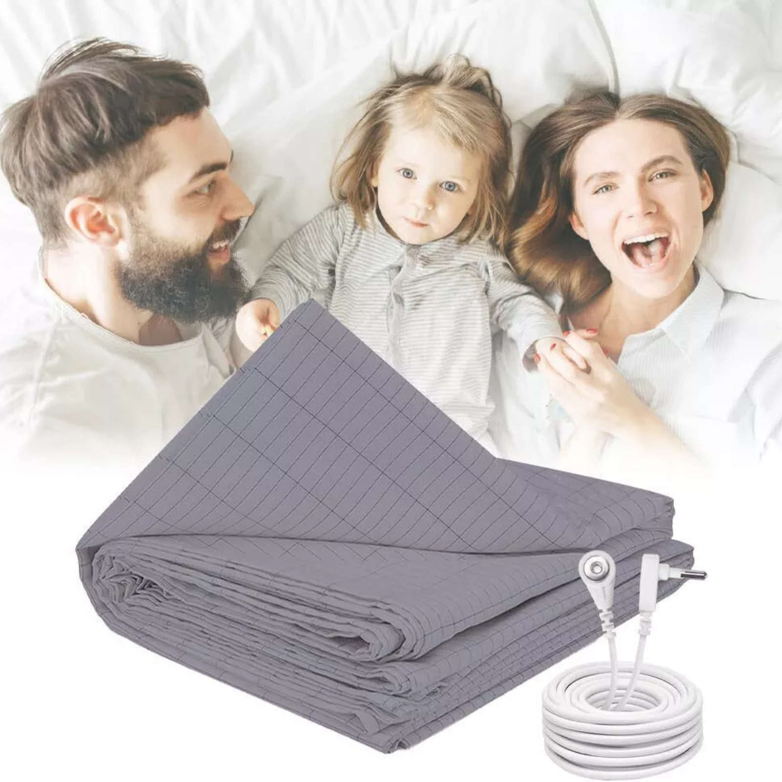 153CM x 203CM  Grounding Sheet Mat Flat Bed Earthing Sheet AU Plug Grey