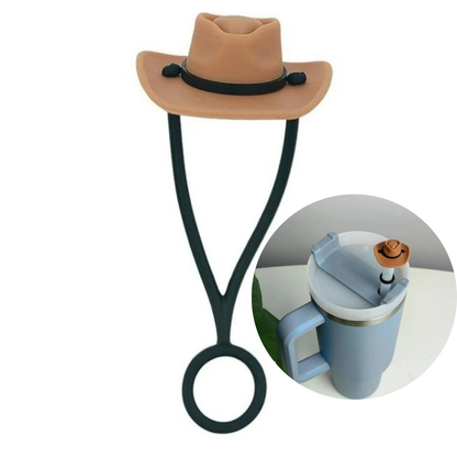 Coffee Cowboy Hat Silicone Straw Cover Cap Reusable Topper for 10mm