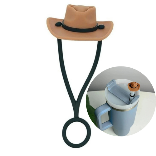 Coffee Cowboy Hat Silicone Straw Cover Cap Reusable Topper for 10mm