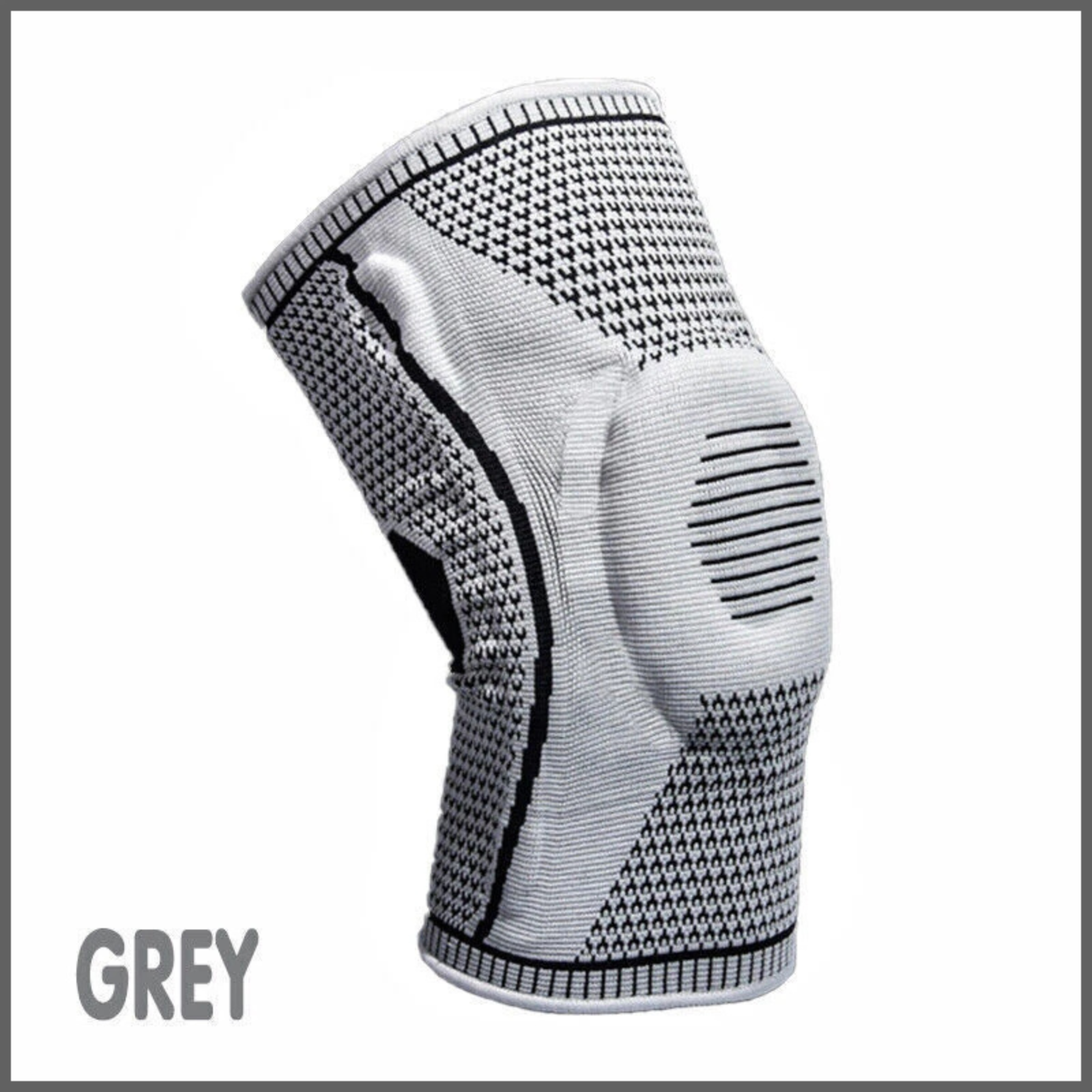 Large Grey Knee Brace with Compression for Joint Pain and Recovery