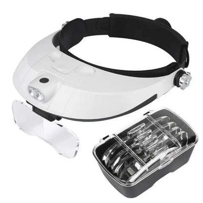 Headband Jeweler Magnifying Glass Loupe Headset Magnifiter LED Light