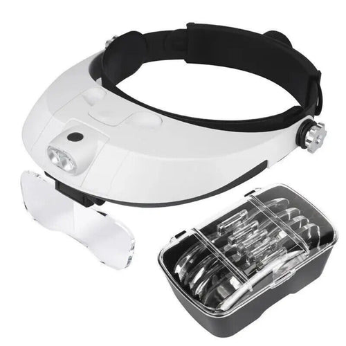 Headband Jeweler Magnifying Glass Loupe Headset Magnifiter LED Light