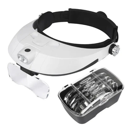 Headband Jeweler Magnifying Glass Loupe Headset Magnifiter LED Light