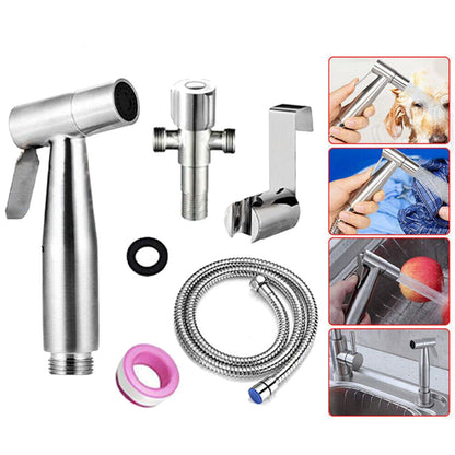 Handheld Douche Bidet Stainless Steel Spray Shower Diverter Toilet Shower Kit