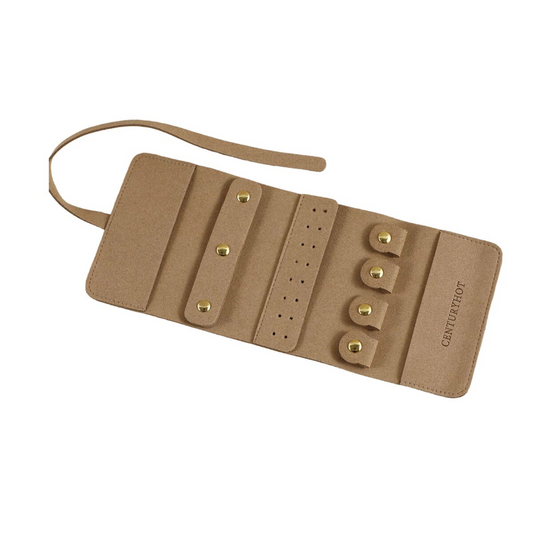 Foldable Jewelry Case Storage Bag Travel Portable Organizer Pouch Roll Khaki