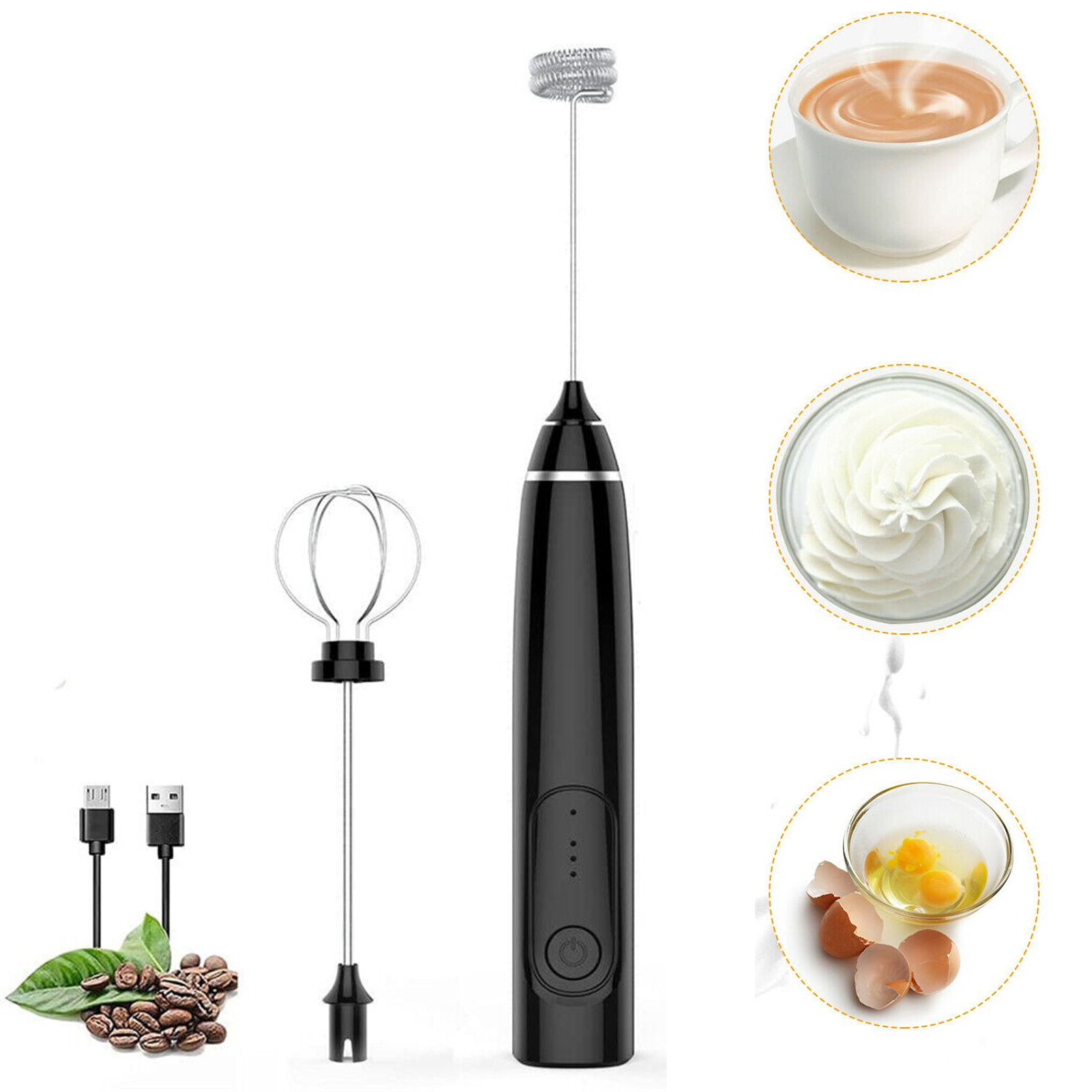 Coffee Milk Frother Electric Egg Beater USB Rechargeable Foamer Mixer Tool