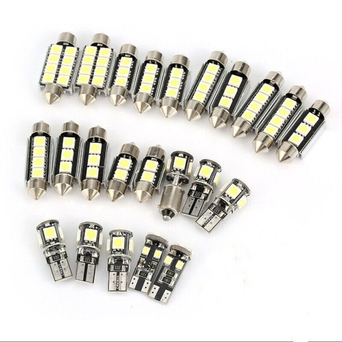 23x Festoon Interior White Bulb 12v Car Led Light 5050 5smd  Auto Dome Globe