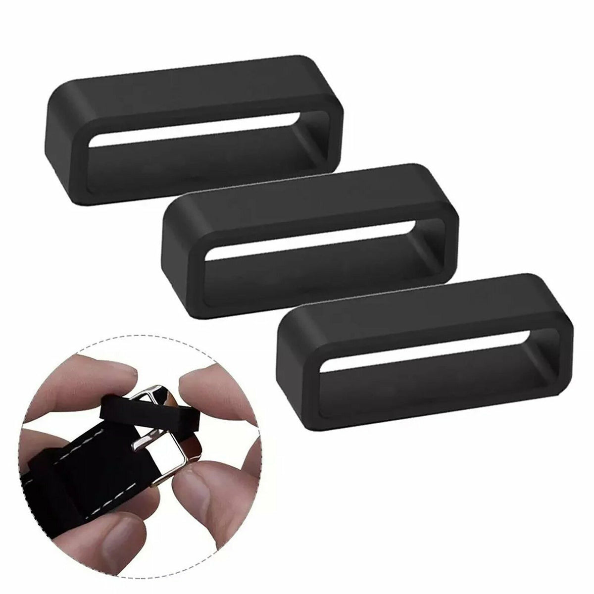 20mm Rubber Watch Strap Hoop Loop Ring Retainer 4pcs Silicone Band Holder