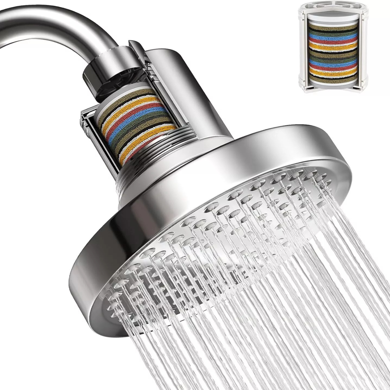 Anti-Clog High Pressure Shower Head Softening Water 20Stage Filtered