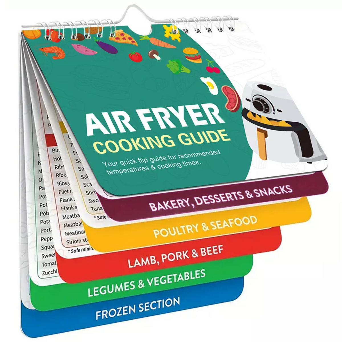 Air Fryer Magnetic Cheat Cooking Guide Booklet Air Fryer Cheat Sheet 1x