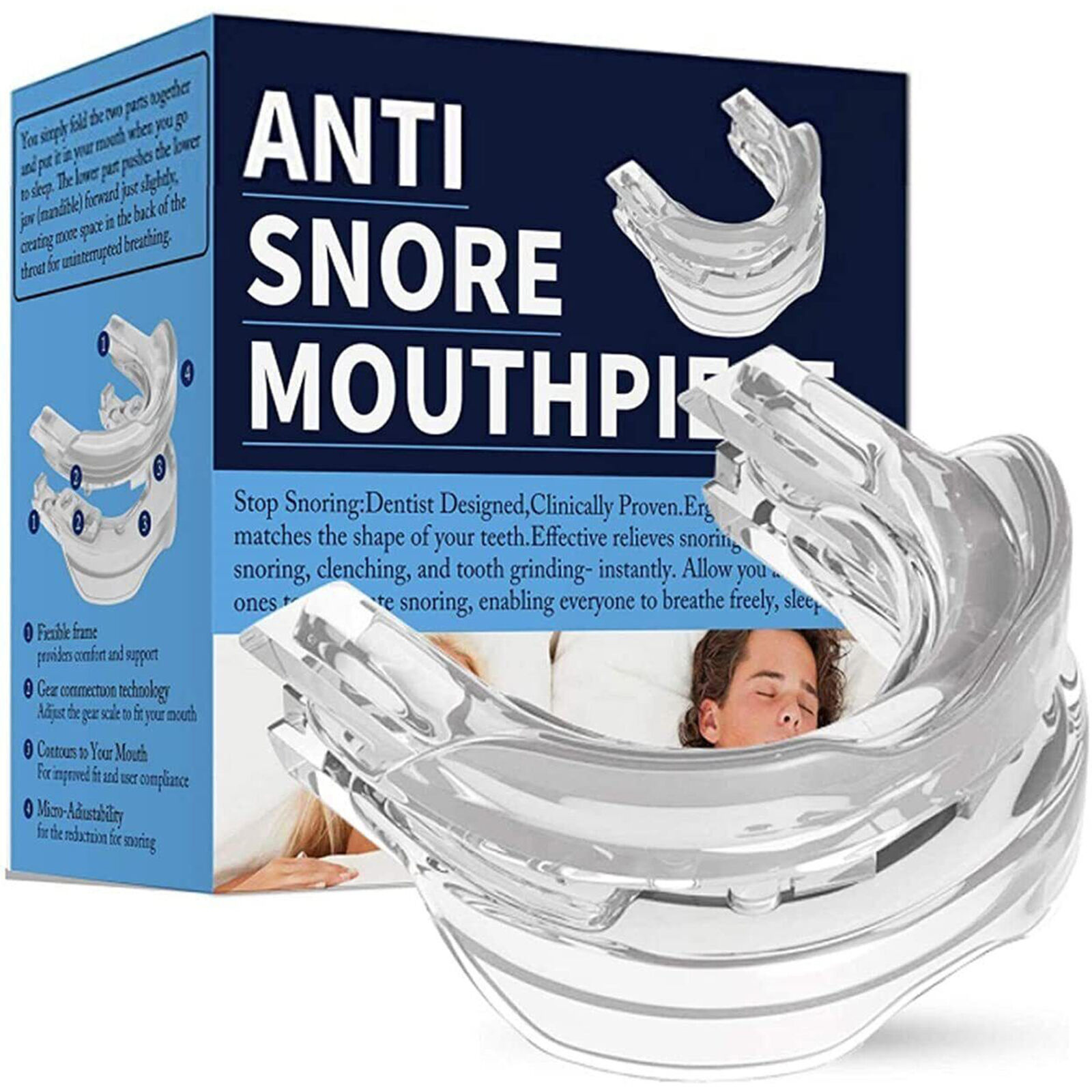 Anti Snore Sleep Apnea Teeth Grind Adjustable Anti Snoring Mouthpiece Guard