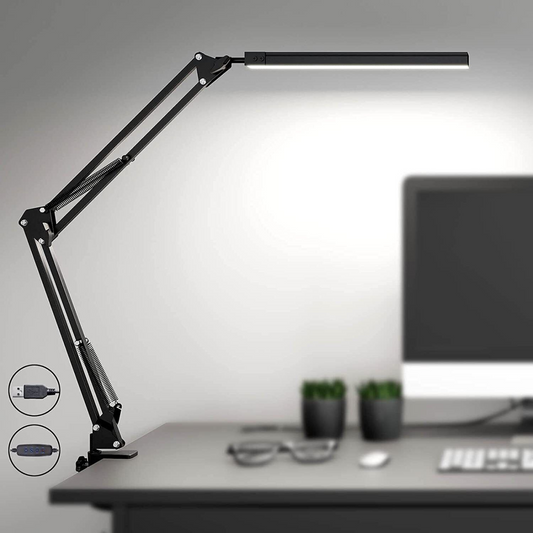 Adjustable Table Light Dimmable LED Desk Lamp With Clamp Bedside Study Reading