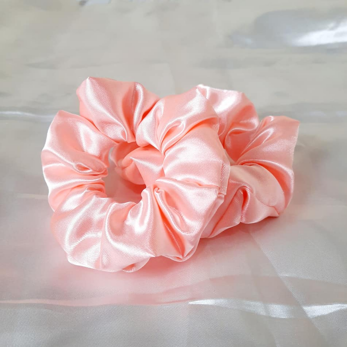 Large Pink Scrunchies Silk Ponytail Accessory Satin Elastic Hair Band