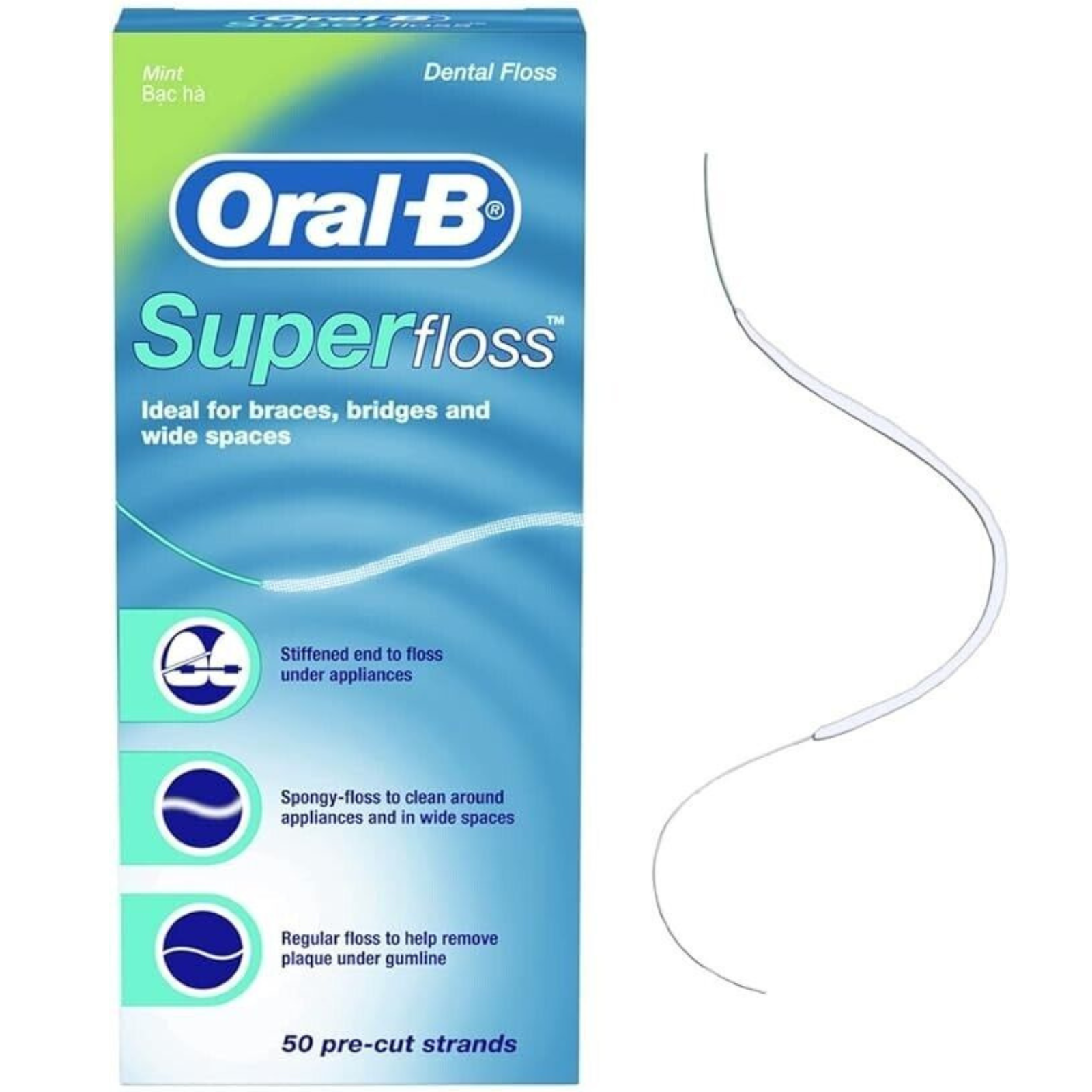 50 Strands Pre-cut Braces Oral-B SUPER FLOSS Dental Bridges Spaces