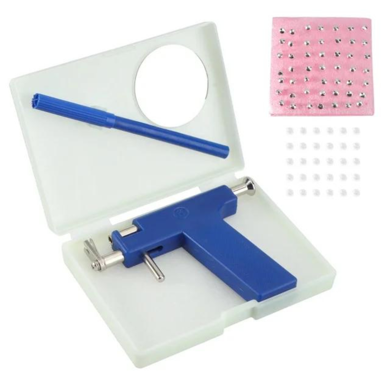Blue Ear Piercing Gun Kit Professional Steel Ear Nose Navel Body