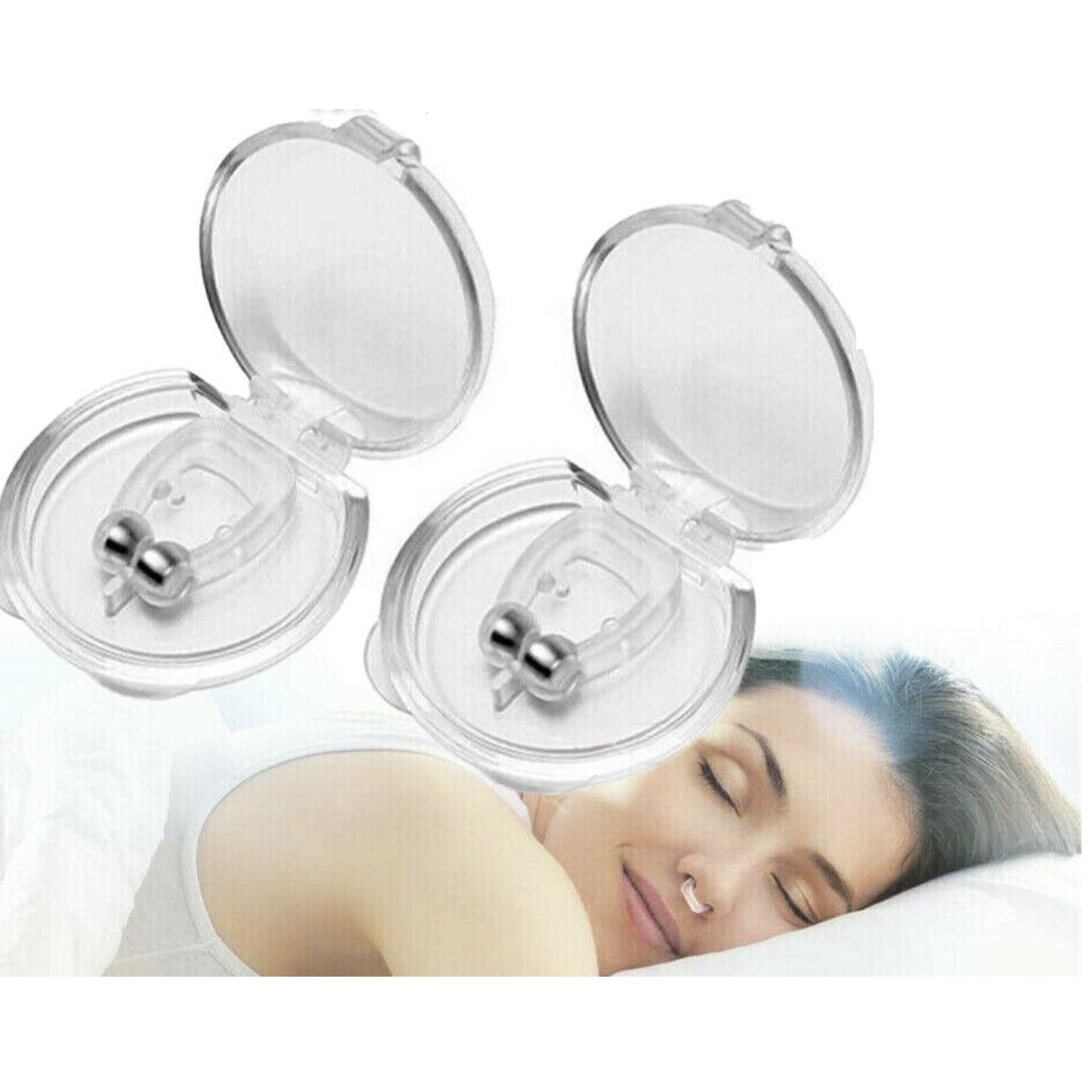 Nose Clip Stop Snoring Apnea Aid 2x Anti Snore Magnetic Silicone Device Stopper