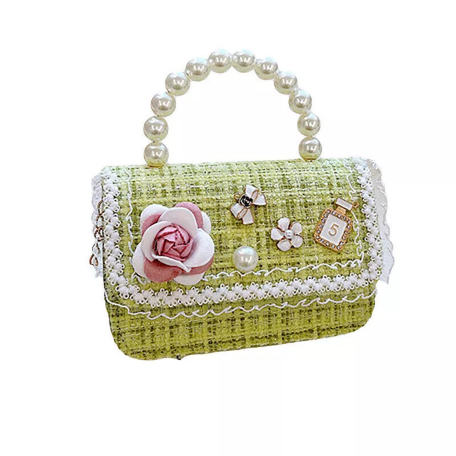 Green Princess Square Handbag Shoulder Tote Purse for Women